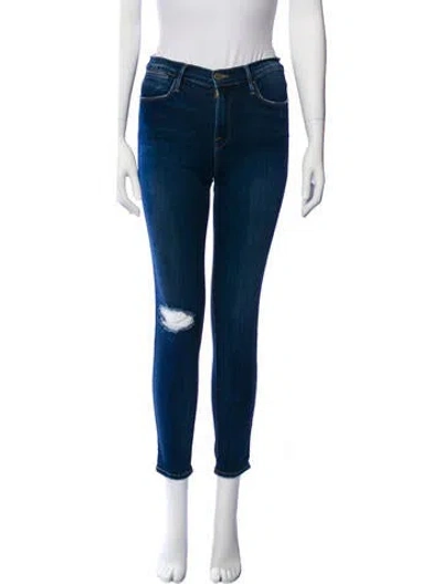 Pre-owned Frame Mid-rise Skinny Leg Jeans In Blue