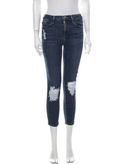 Pre-owned Frame Mid-rise Skinny Leg Jeans In Blue