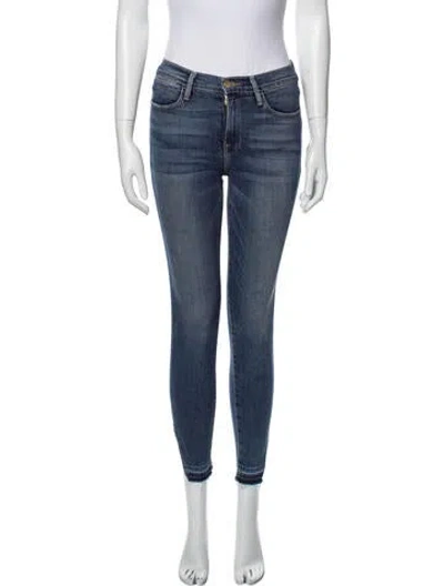 Pre-owned Frame Mid-rise Skinny Leg Jeans In Blue