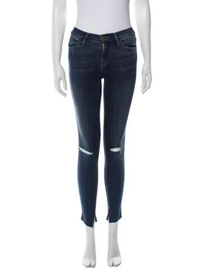 Pre-owned Frame Mid-rise Skinny Leg Jeans In Blue