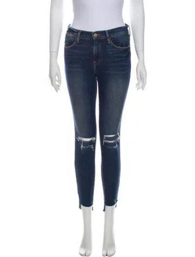 Pre-owned Frame Mid-rise Skinny Leg Jeans In Blue