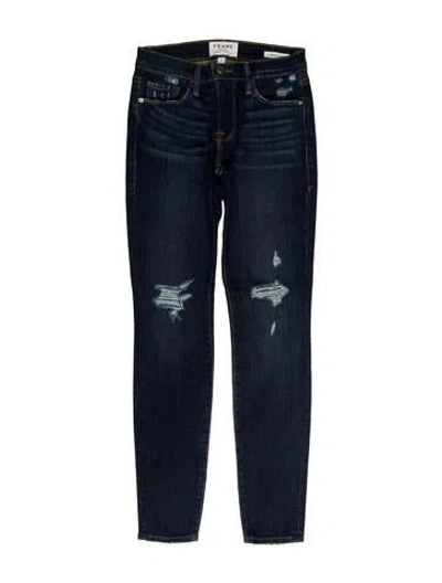 Pre-owned Frame Mid-rise Skinny Leg Jeans In Blue