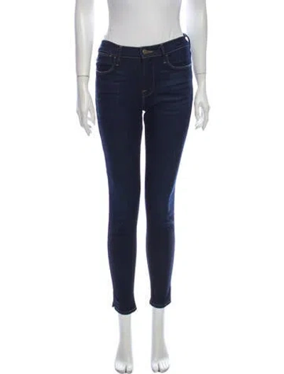 Pre-owned Frame Mid-rise Skinny Leg Jeans In Blue