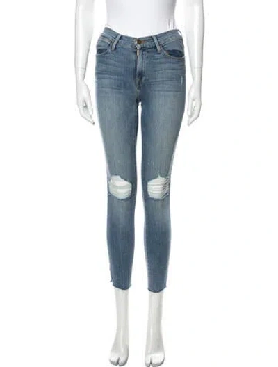 Pre-owned Frame Mid-rise Skinny Leg Jeans In Blue