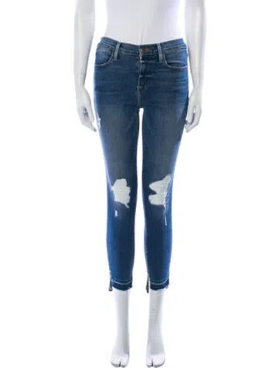 Pre-owned Frame Mid-rise Skinny Leg Jeans In Blue