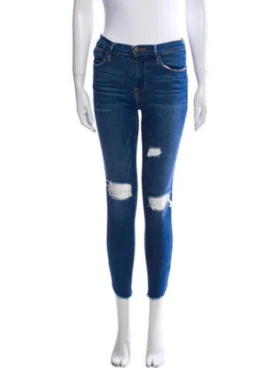 Pre-owned Frame Mid-rise Skinny Leg Jeans In Blue