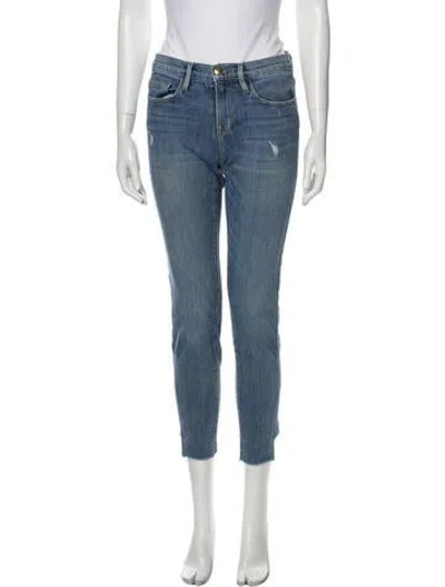 Pre-owned Frame Mid-rise Skinny Leg Jeans In Blue