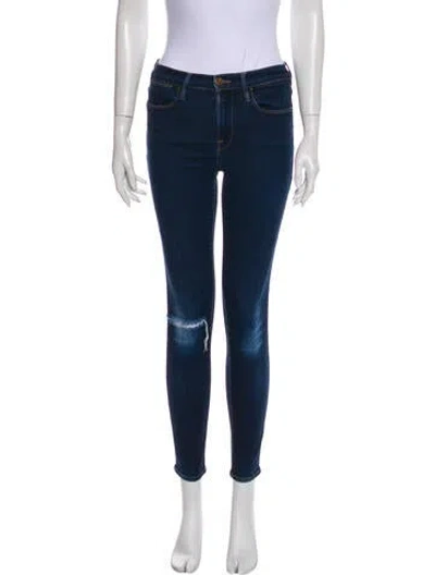 Pre-owned Frame Mid-rise Skinny Leg Jeans In Blue