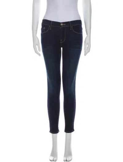 Pre-owned Frame Mid-rise Skinny Leg Jeans In Blue