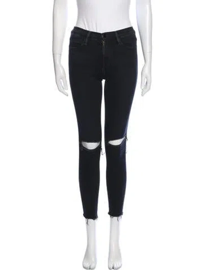 Pre-owned Frame Mid-rise Skinny Leg Jeans In Blue