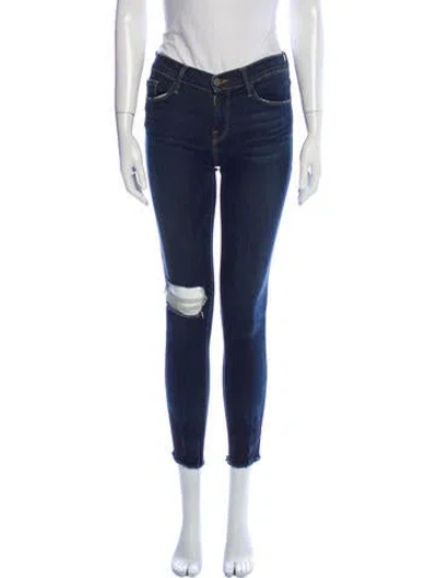 Pre-owned Frame Mid-rise Skinny Leg Jeans In Blue