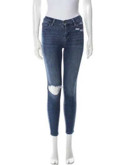 Pre-owned Frame Mid-rise Skinny Leg Jeans In Blue