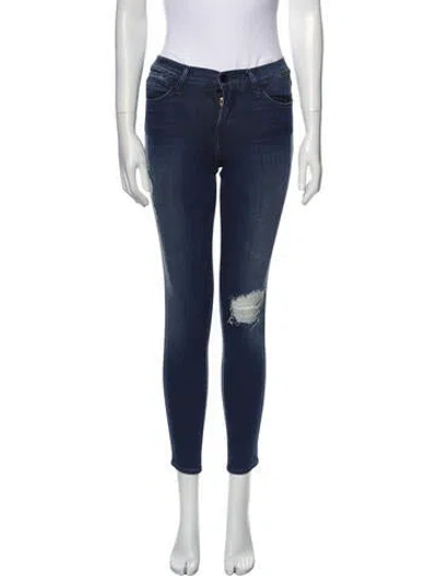 Pre-owned Frame Mid-rise Skinny Leg Jeans In Blue