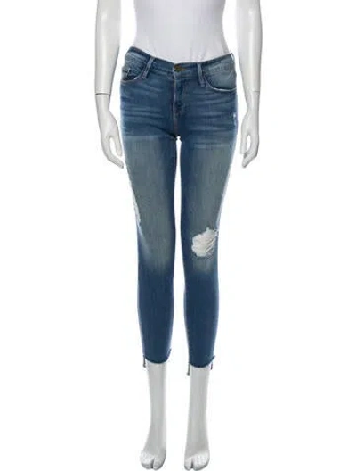 Pre-owned Frame Mid-rise Skinny Leg Jeans In Blue