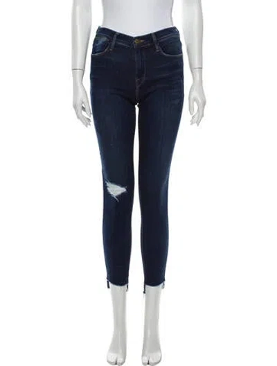 Pre-owned Frame Mid-rise Skinny Leg Jeans In Blue
