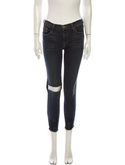 Pre-owned Frame Mid-rise Skinny Leg Jeans In Blue