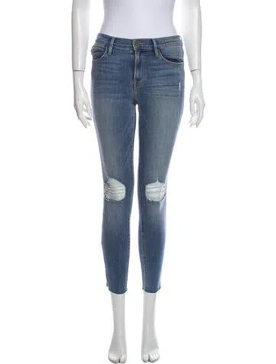 Pre-owned Frame Mid-rise Skinny Leg Jeans In Blue