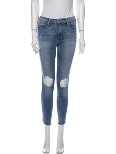 Pre-owned Frame Mid-rise Skinny Leg Jeans In Blue