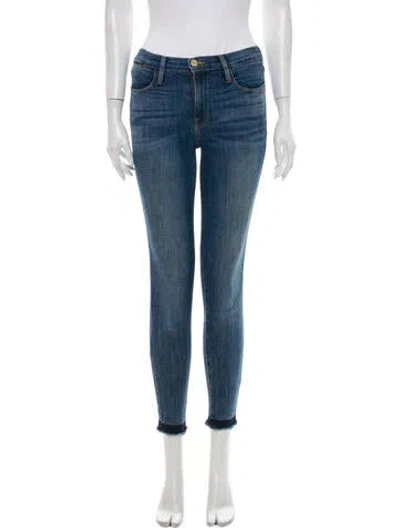 Pre-owned Frame Mid-rise Skinny Leg Jeans In Blue