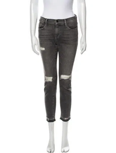 Pre-owned Frame Mid-rise Skinny Leg Jeans In Gray