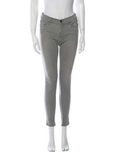Pre-owned Frame Mid-rise Skinny Leg Jeans In Gray