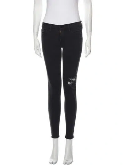 Pre-owned Frame Mid-rise Skinny Leg Jeans In Gray