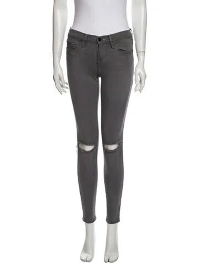 Pre-owned Frame Mid-rise Skinny Leg Jeans In Gray