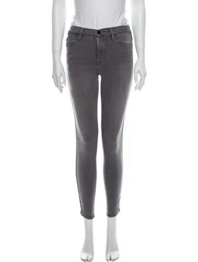 Pre-owned Frame Mid-rise Skinny Leg Jeans In Gray