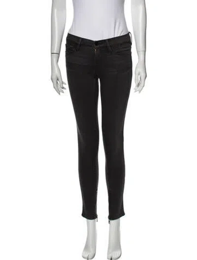 Pre-owned Frame Mid-rise Skinny Leg Jeans In Gray