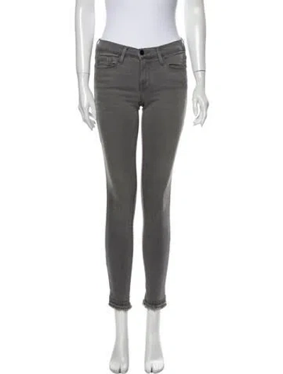 Pre-owned Frame Mid-rise Skinny Leg Jeans In Gray