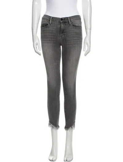 Pre-owned Frame Mid-rise Skinny Leg Jeans In Gray