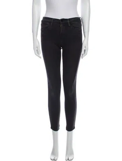 Pre-owned Frame Mid-rise Skinny Leg Jeans In Gray