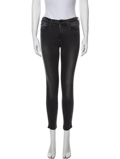 Pre-owned Frame Mid-rise Skinny Leg Jeans In Gray