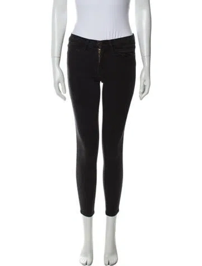 Pre-owned Frame Mid-rise Skinny Leg Jeans In Gray