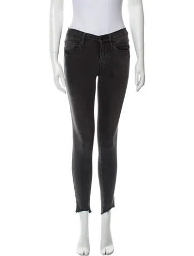 Pre-owned Frame Mid-rise Skinny Leg Jeans In Gray