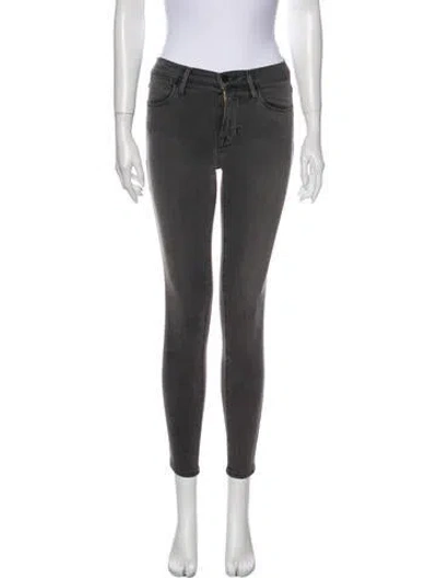 Pre-owned Frame Mid-rise Skinny Leg Jeans In Gray
