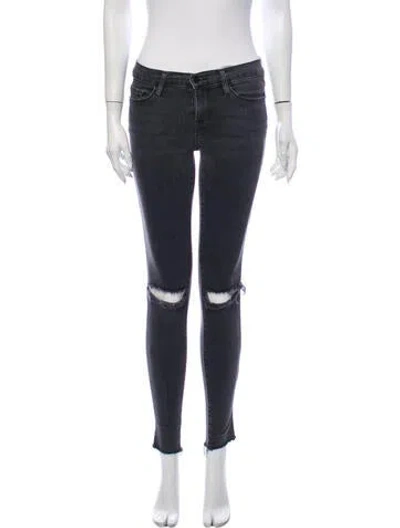 Pre-owned Frame Mid-rise Skinny Leg Jeans In Gray