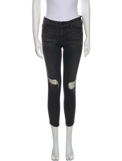 Pre-owned Frame Mid-rise Skinny Leg Jeans In Gray