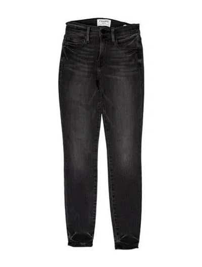 Pre-owned Frame Mid-rise Skinny Leg Jeans In Gray