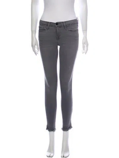 Pre-owned Frame Mid-rise Skinny Leg Jeans In Gray