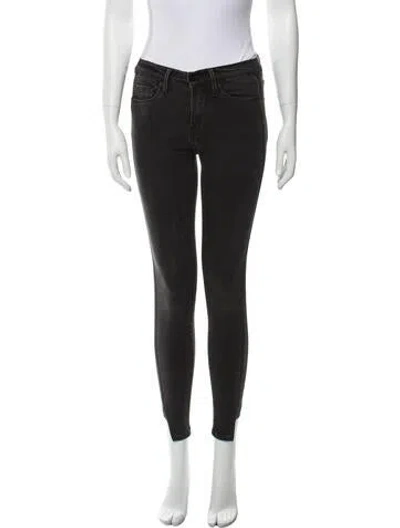 Pre-owned Frame Mid-rise Skinny Leg Jeans In Gray