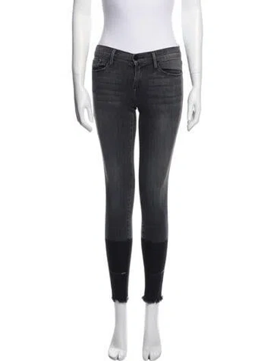 Pre-owned Frame Mid-rise Skinny Leg Jeans In Gray