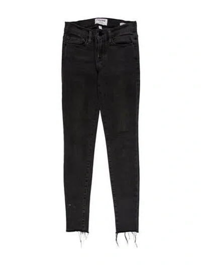 Pre-owned Frame Mid-rise Skinny Leg Jeans In Gray