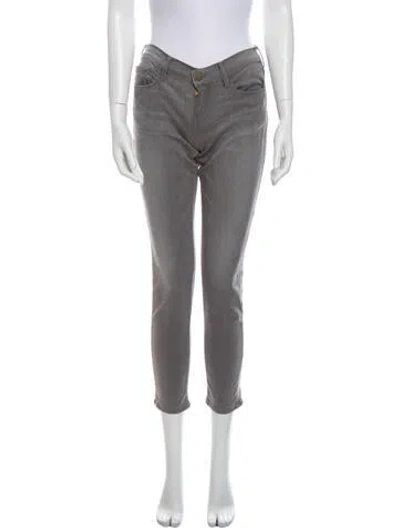 Pre-owned Frame Mid-rise Skinny Leg Jeans In Gray