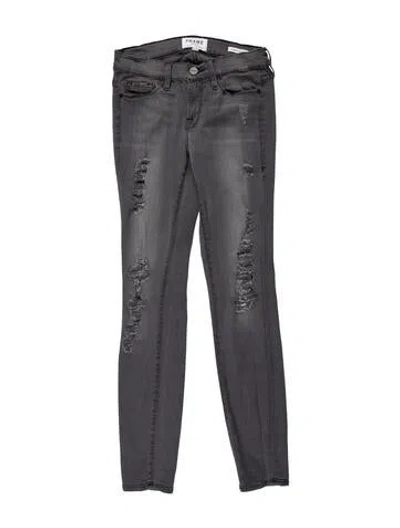 Pre-owned Frame Mid-rise Skinny Leg Jeans In Gray