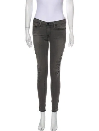 Pre-owned Frame Mid-rise Skinny Leg Jeans In Gray