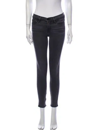 Pre-owned Frame Mid-rise Skinny Leg Jeans In Gray