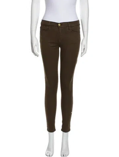 Pre-owned Frame Mid-rise Skinny Leg Jeans In Green