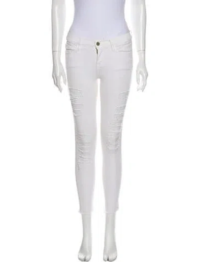 Pre-owned Frame Mid-rise Skinny Leg Jeans In White