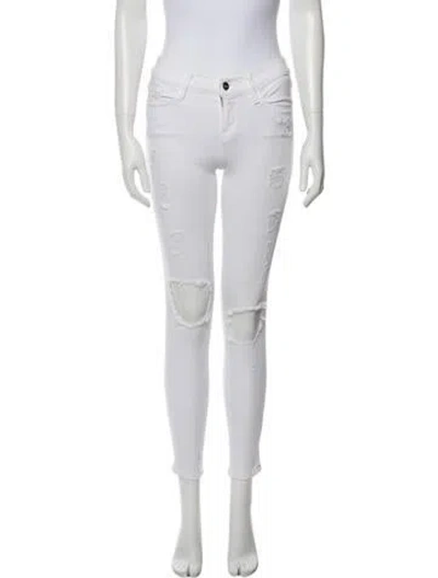 Pre-owned Frame Mid-rise Skinny Leg Jeans In White